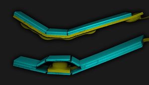 Robo-Arm: Weiche Teile gelb makiert (Foto: Wyss Institute at Harvard University) Robo-Arm: Weiche Teile gelb makiert (Foto: Wyss Institute at Harvard University)