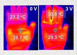Handschuh-Vergleich: Wenig Strom schmeichelt den Fingern (Foto: umass.edu)