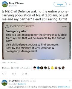 Screenshot: Alarme auch auf Twitter diskutiert (Foto: twitter.com/Greg O'Beirne)