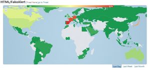 Bedrohungslage HTML/FakeAlert Global (Quelle: ESET)