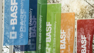 BASF-Fahnen: Unternehmen hat Verdachtsfall selbst gemeldet (Foto: basf.de)