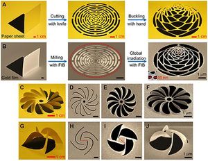 Kirigami-Muster in Papier und erstmals in Goldfolie (Foto: english.cas.cn)