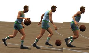 In der Luft statt an der Hand: So sieht Dribbeln aus (Foto: CMU/DeepMind)