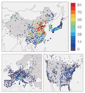 Ozon in China, Japan und Südkorea, Europa und den USA (Foto: fz-juelich.de)