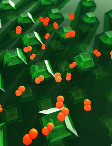 So umtanzen Wasserstoffatome die Nanopartikel (Animation: Ella Marushchenko)