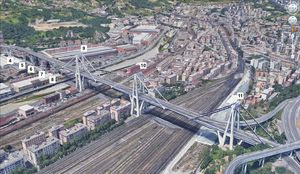 Satellitenbild der Morandi-Brücke in Genua (Foto: NASA/JPL-Caltech/Google)