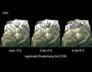 Entwicklung des Aletschgletschers bis zum Jahr 2100 (Foto: ethz.ch, YouTube)