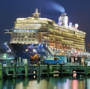 Kreuzfahrtschiff im Hafen: immer mehr reisen damit (Foto: pixabay.com, skeeze)