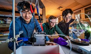 Xiao Su (links) und sein Team im Wasserlabor (Foto: Fred Zwicky, illinois.edu)