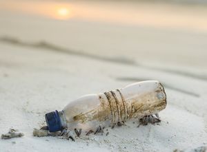 Plastikflasche am Strand: viele Mikroteile im Meer (Foto: unsplash.com, Ishan) Plastikflasche am Strand: viele Mikroteile im Meer (Foto: unsplash.com, Ishan)