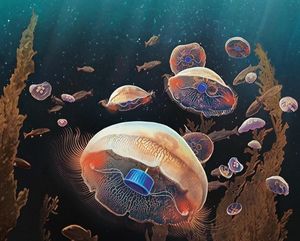 Konzept: Cyber-Quallen im Ozean (Foto: Rebecca Konte, caltech.edu)