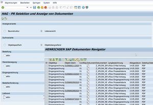 Dokumentensuche im SAP Dokumenten Navigator von HENRICHSEN (Abb.: HAG)