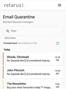 Retarus Email Security - Quarantäne (Copyright: Retarus)