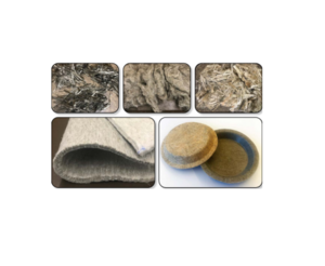 Neues Faserverbundmaterial in verschiedenen Stadien (Fotos: hb.se/en)