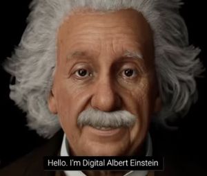 Digitaler Albert Einstein lädt zum Live-Chat ein (Animation: digitalhumans.com)