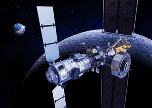 Künstlerische Darstellung des Lunar Gateways (© TAS, E. Briot)