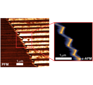 Zick-zack-förmige Domänenwand in GaV4S8 (links) (Bild: uni-augsburg.de)