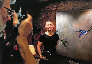 Petra Burek with her artwork 