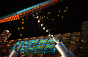 Beschuss einer Unterlage mit Metalldampfpartikeln (Illustration: Bharat Jalan)