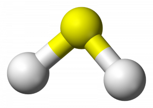 Prinzipskizze eines Schwefelwasserstoffmoleküls (Grafik: osu.edu)