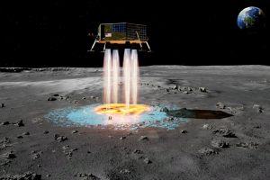 Mondfähre in der Landeplatz-Bauphase (Illustration: masten.aero)