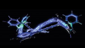 Modell des transistorähnlichen Moleküls (Bild: Daniel Strand, Jonas Ahlstedt, lunduniversity.lu.se)