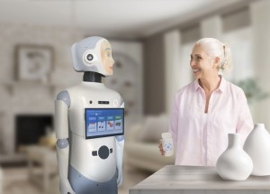Assistenzroboter Ryan im Gespräch mit einer älteren Frau (Foto: dreamfacetech.com)