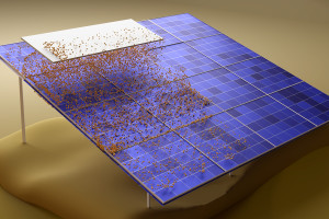 Schematische Darstellung der kontaktlosen Reinigung von Solarmodulen (Bild: mit.edu)