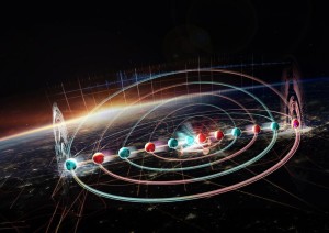 Illustration der Quantenverschränkung zwischen zwei Orten (Bild: Harald Ritsch, oeaw.at)