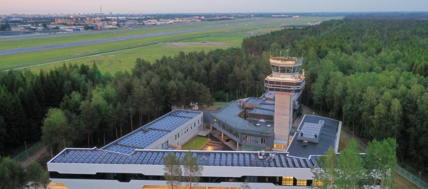 Aerial view of Tallinn airport tower