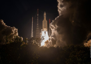 Start für die Heinrich-Hertz-Mission (Foto: ESA/CNES/Arianespace/Optique video ou CSG P. PIRON)