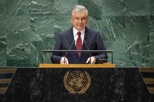 Usbekistans Präsident Shavkat Mirziyoyev auf der UN-Vollversammlung (Foto: Uzbekistan)