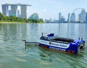 Hightech-Roboterboot auf der Suche nach schwimmendem Müll (Foto: westonrobot.com)