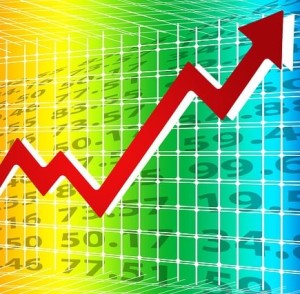 Trendpfeil: Indiens Wirtschaft wächst kräftig (Bild: Gerd Altmann, pixabay.com)