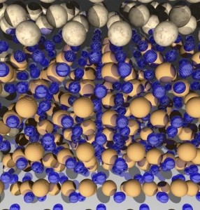 Wasserstoff (blau) im Magnesiumhydrid voneinander getrennt (Bild: ifj.edu.pl/en)