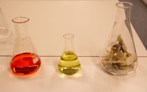 Öle aus Fischabfällen und der Rohstoff Fischhaut (rechts) (Foto: sintef.no)