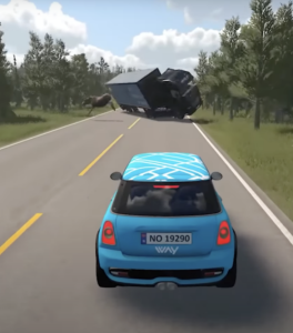 Fahrsimulator: Reaktion auf diese Gefahr lässt sich nur hier üben (Bild: way.no) Fahrsimulator: Reaktion auf diese Gefahr lässt sich nur hier üben (Bild: way.no)