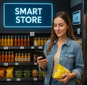 Kundin im Smart Store: Einzelhandel im tiefgreifenden Wandel (Bild: ChatGPT/Dall-E)