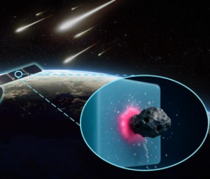 Ein Meteorit trifft das Fenster eines Raumfahrzeugs (Illustration: tamu.edu)