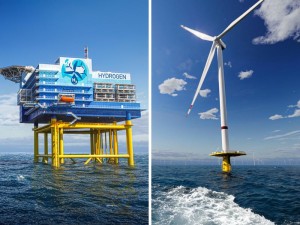 Modelle von möglichen Produktionsplattformen für Offshore-Wasserstoff (Fotos: hereon.de)
