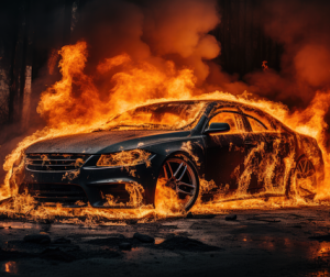 Brennendes Auto: Fake News über E-Mobilität setzen sich durch (KI-Bild: Adam Lapuník, pixabay.com)