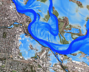 So sieht die Visualisierung der Hochwasserwelle aus (Bild: uts.edu.au)