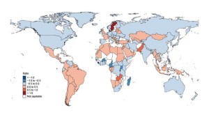 Weltkarte: Rote Bereiche zeigen die betroffenen Länder (Foto: Annals of the Rheumatic Diseases)