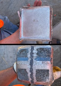 Metallschaum vor (oben) und nach dem Aufprall (Fotos: Afsaneh Rabiei, ncsu.edu)