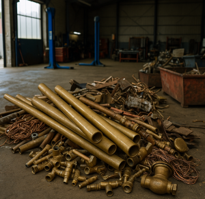Messingschrott in Werkhalle von Castrop-Rauxel © schrottabholung.org / 2025 Messingschrott in Werkhalle von Castrop-Rauxel © schrottabholung.org / 2025