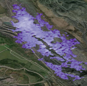 Satellitenbild der Methanemissionen eines Tagebaus (Foto: ghgsat.com)
