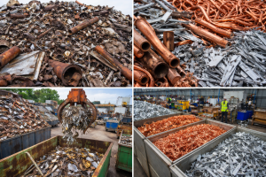 Sortierter Metallschrott als Rohstoff für das Recycling © KI-generiert