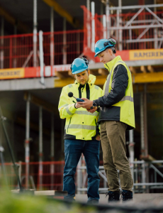 Lärmmessung auf einer Baustelle: 