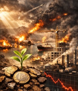 Zartes Pflänzchen: Iran-Krieg gefährdet Erholung der deutschen Wirtschaft (Bild: ChatGPT/Dall-E)