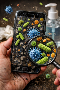 Smartphone als Keimschleuder: Viele reinigen das Display kaum (Bild: ChatGPT/Dall-E)